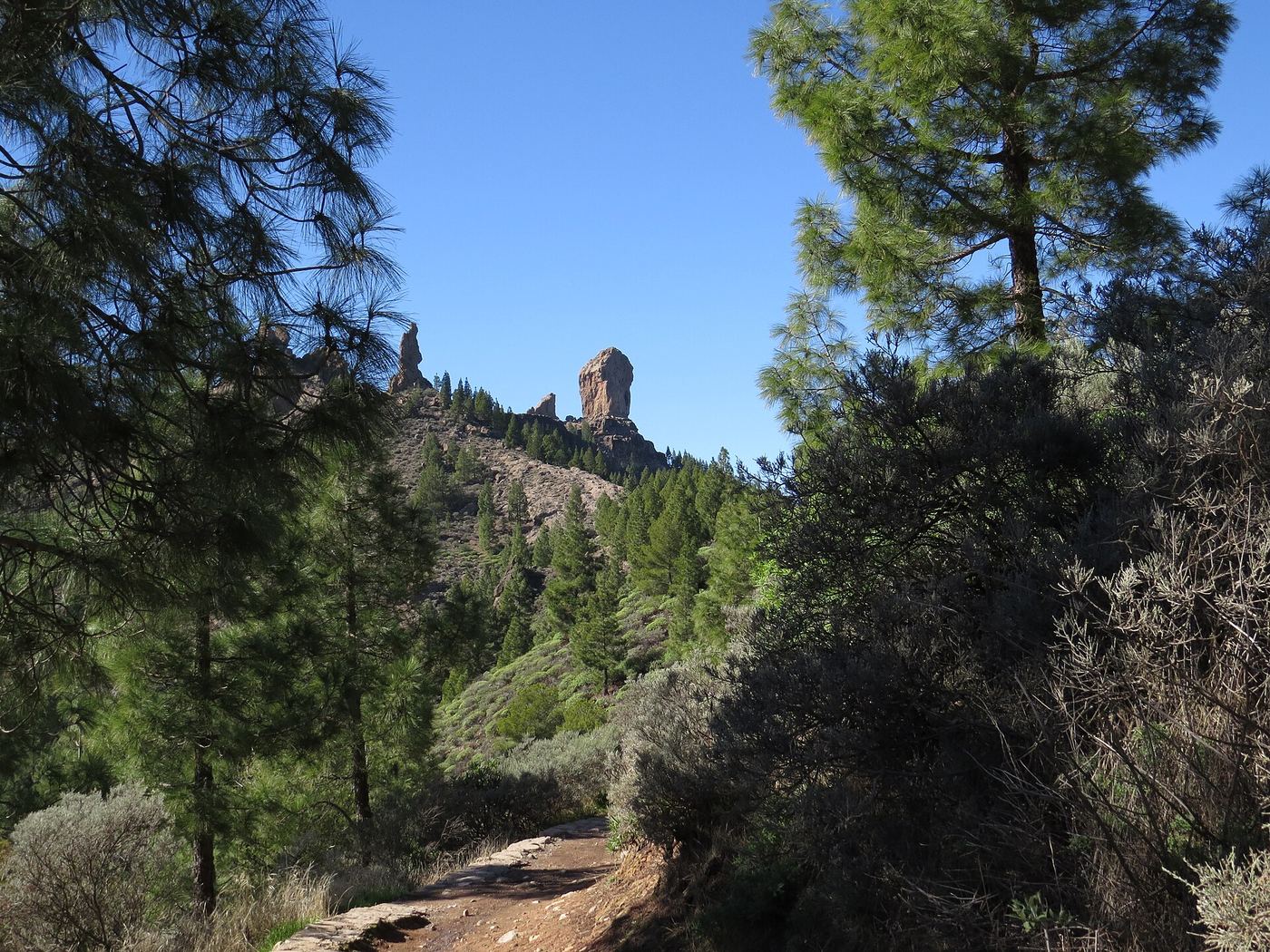 El Roque Nublo visto desde su base, en la cumbre de Gran Canaria